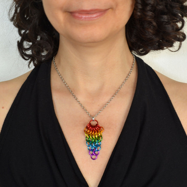 Rainbow Pride Mesh Cluster Pendant