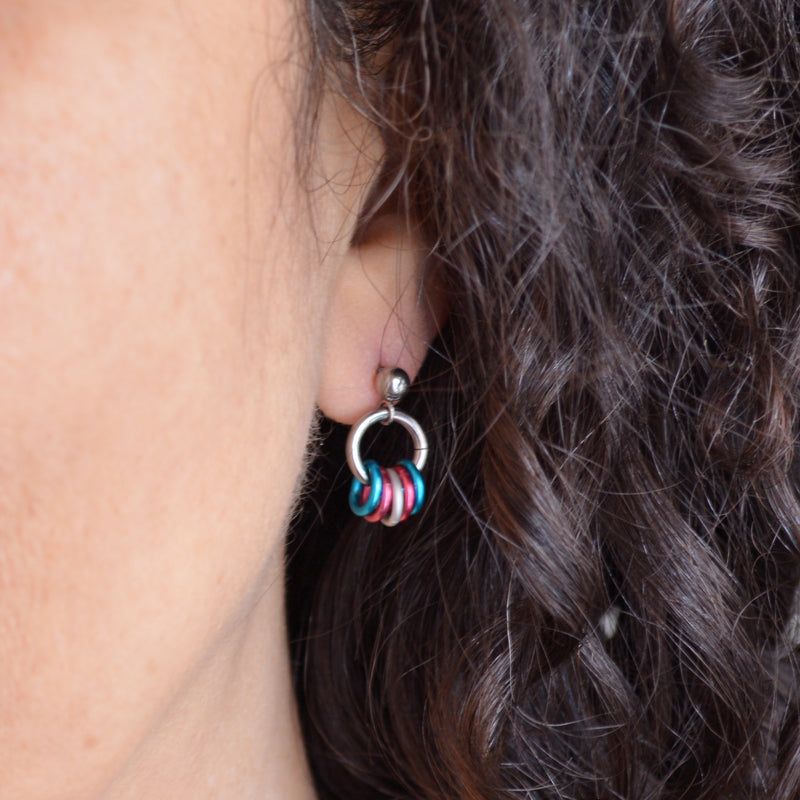 LGBTQIA+ Pride Tiny Hoop Flag Earrings - Pick Your Flag, 30+ Flags to Choose From