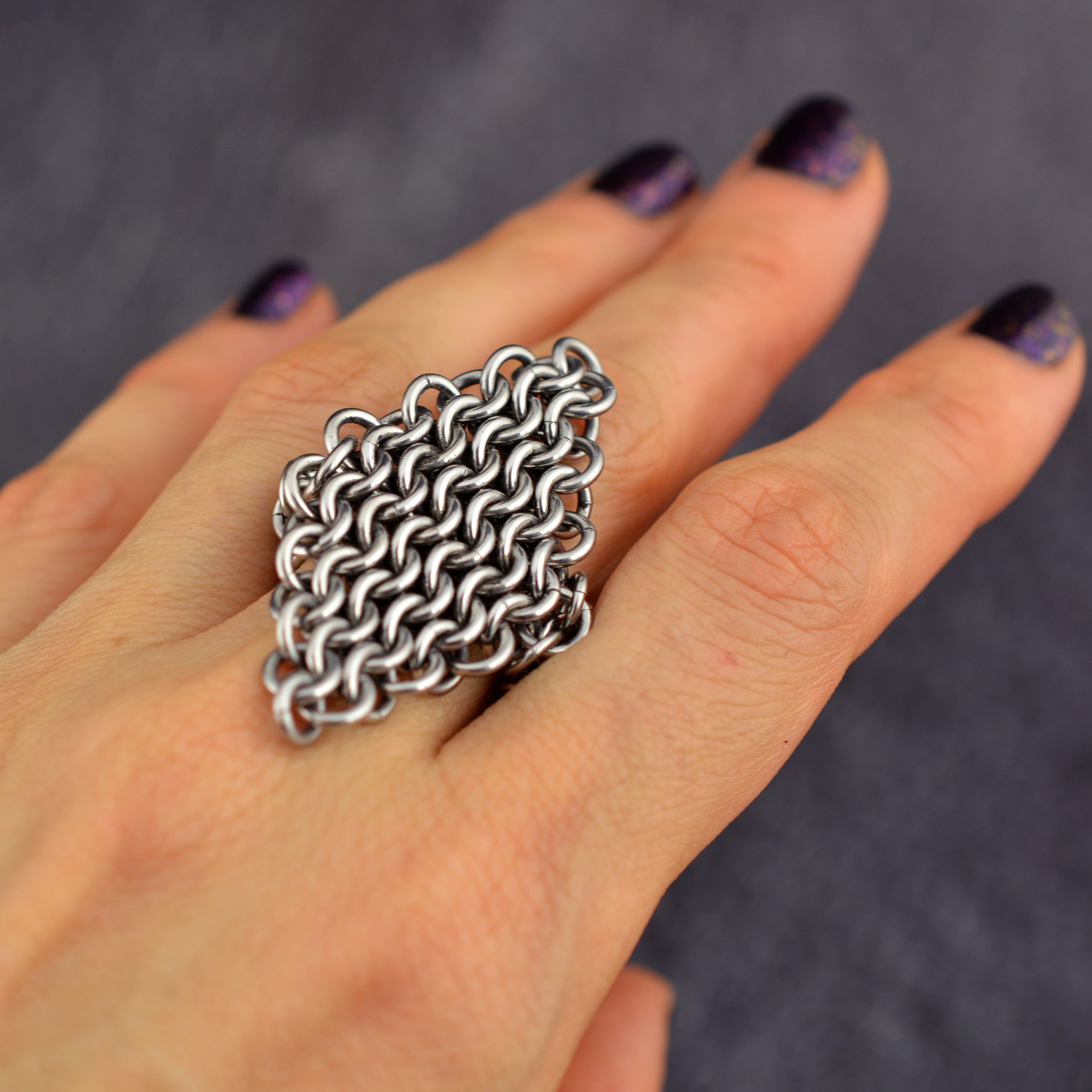 Finger Armor - Mesh Diamond Statement Ring