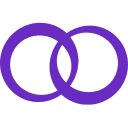 Rebeca Mojica Jewelry logo featuring two intertwined circles in purple