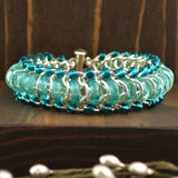 SALE: Sterling Silver Glass Caterpillar Bracelet - 6"