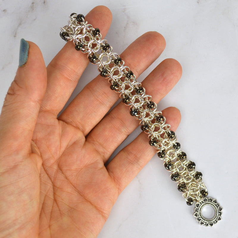 Beaded Sterling Gridlock - 7.25" - SPECIAL SALE