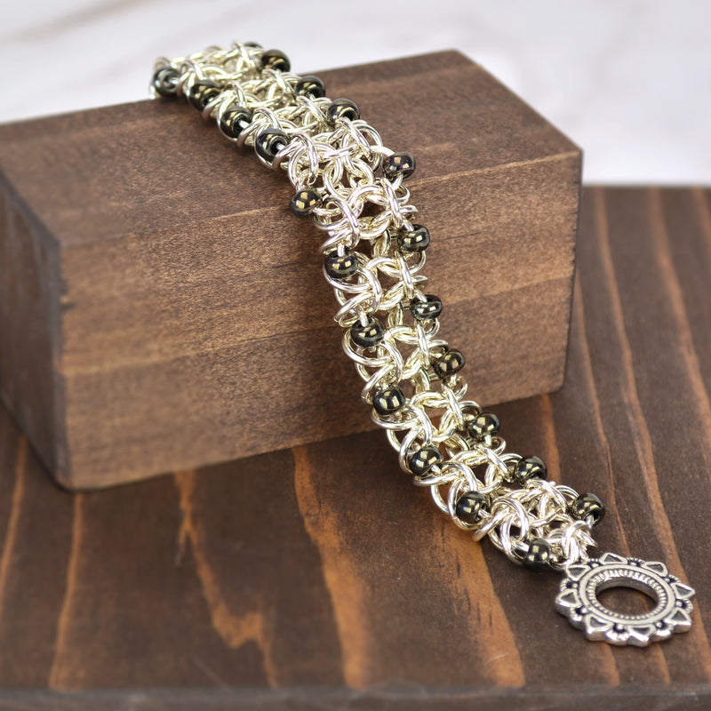 Beaded Sterling Gridlock - 7.25" - SPECIAL SALE