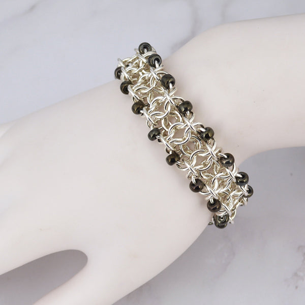 Beaded Sterling Gridlock - 7.25" - SPECIAL SALE