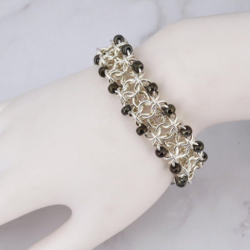 Beaded Sterling Gridlock - 7.25" - SPECIAL SALE