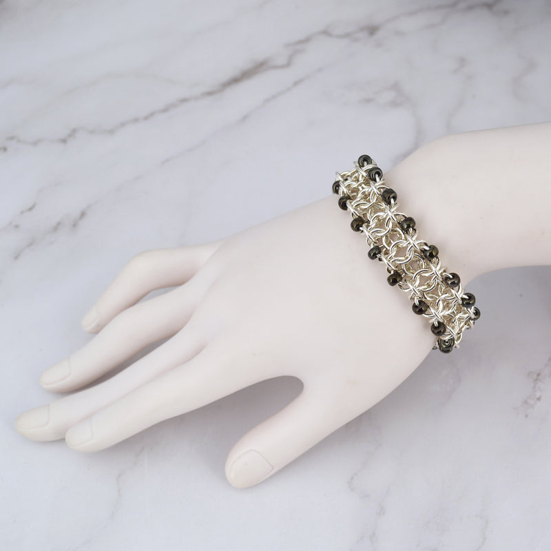 Beaded Sterling Gridlock - 7.25" - SPECIAL SALE