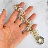 SALE: Sterling & Gold Curvy Bracelet - 8"