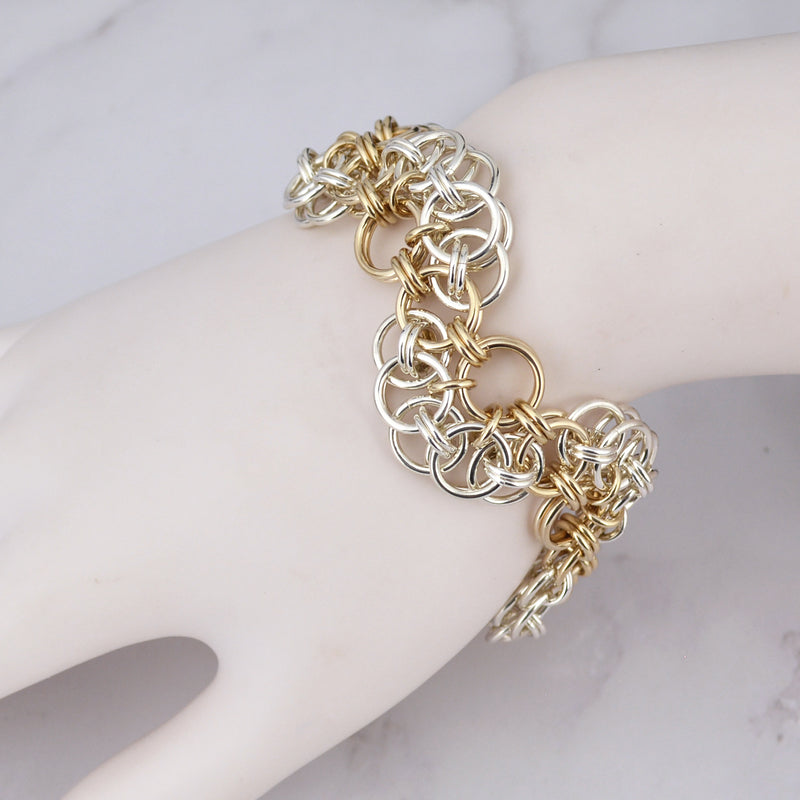 SALE: Sterling & Gold Curvy Bracelet - 8"