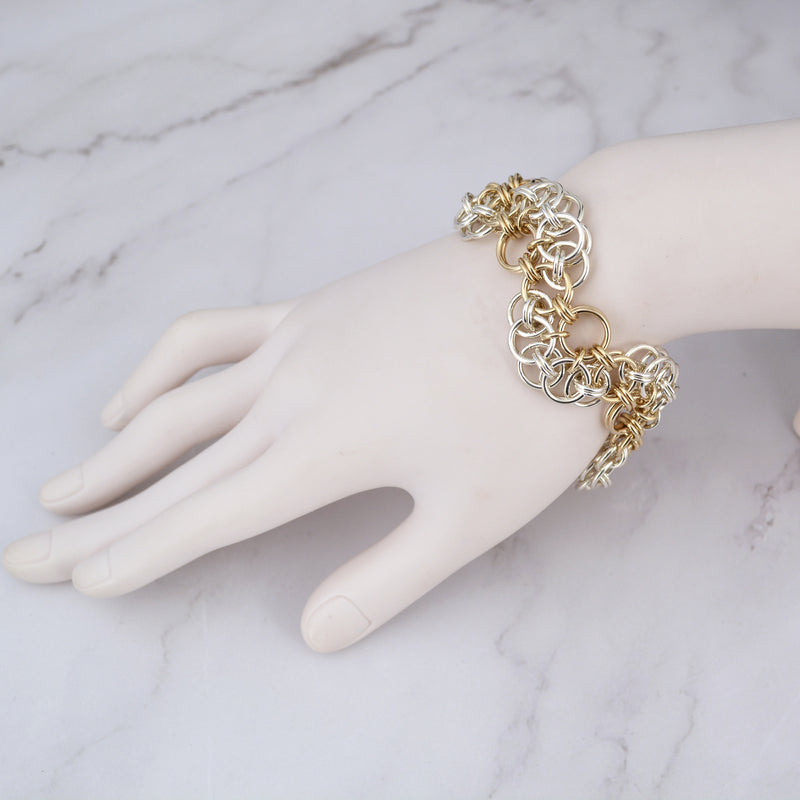 SALE: Sterling & Gold Curvy Bracelet - 8"