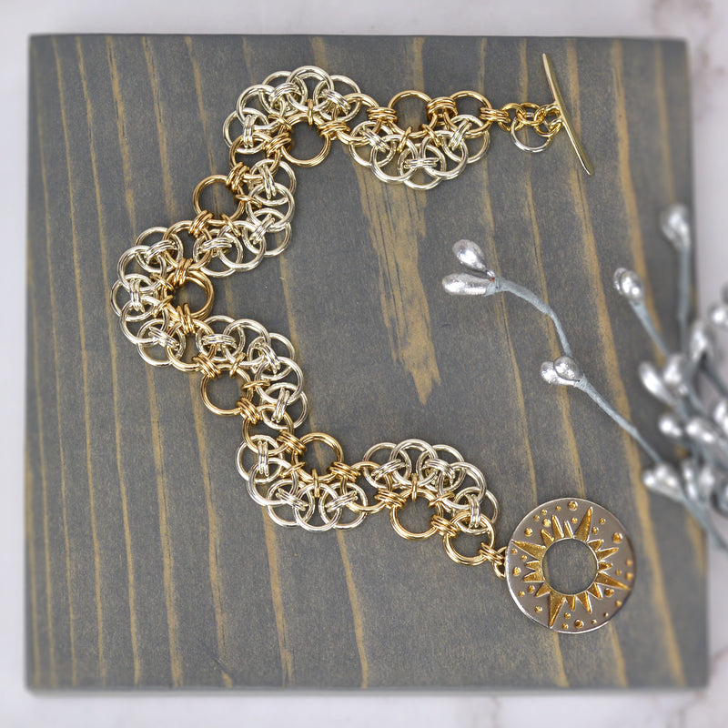 SALE: Sterling & Gold Curvy Bracelet - 8"