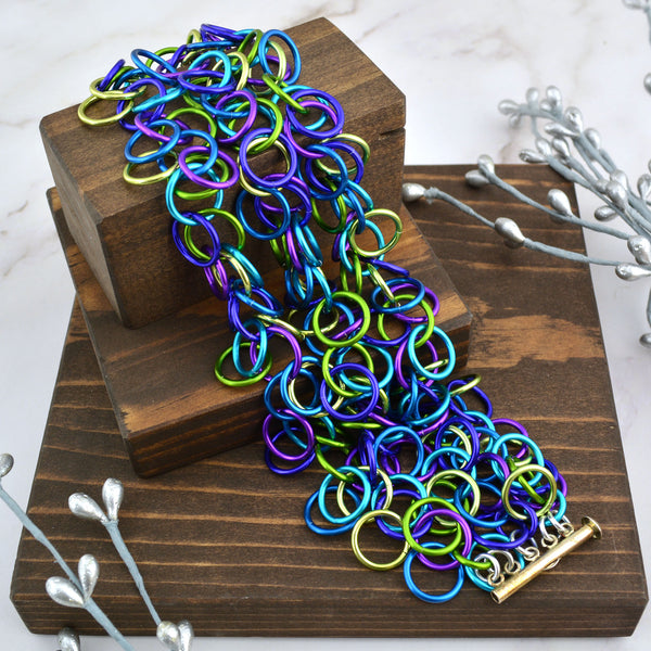 SALE: Peacock Ruffles Cuff - 7.5"