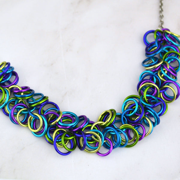 SALE: Peacock Ruffles Necklace 18"-20"