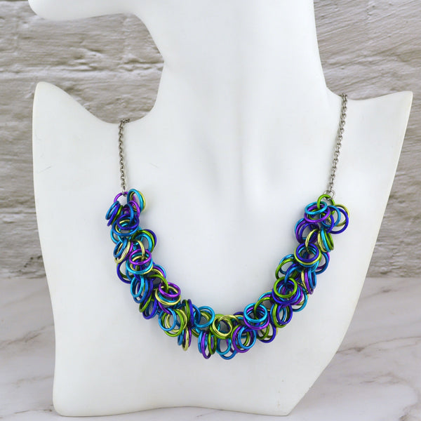 SALE: Peacock Ruffles Necklace 18"-20"