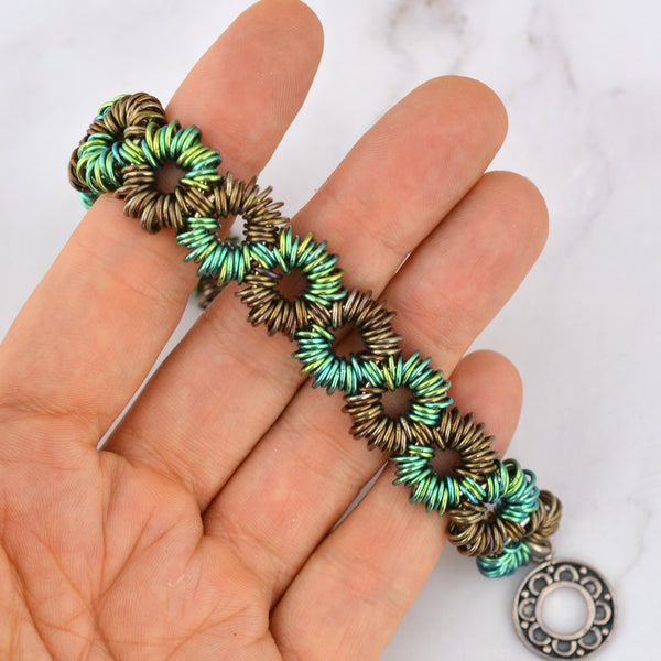 SALE: Coiled DNA Niobium & Sterling Bracelet - SMALL - Approx 7"