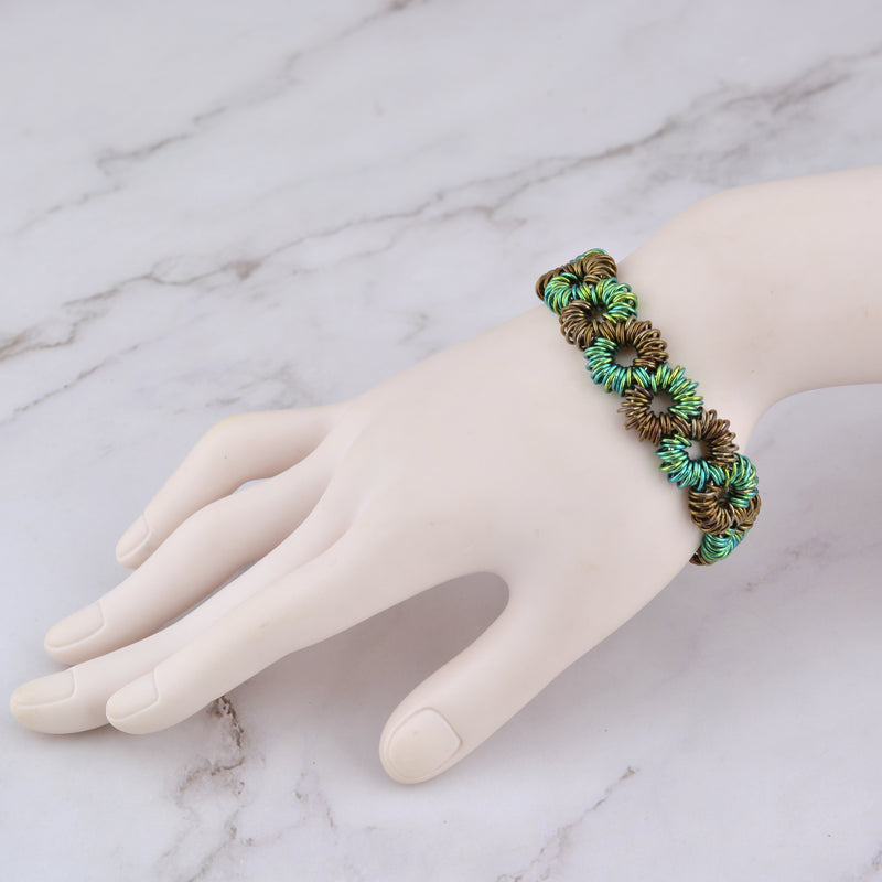 SALE: Coiled DNA Niobium & Sterling Bracelet - SMALL - Approx 7"