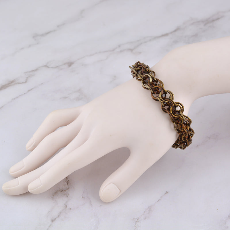 SALE: Brown Captive Crystals Niobium Bracelet - S/M - Approx 7.25"