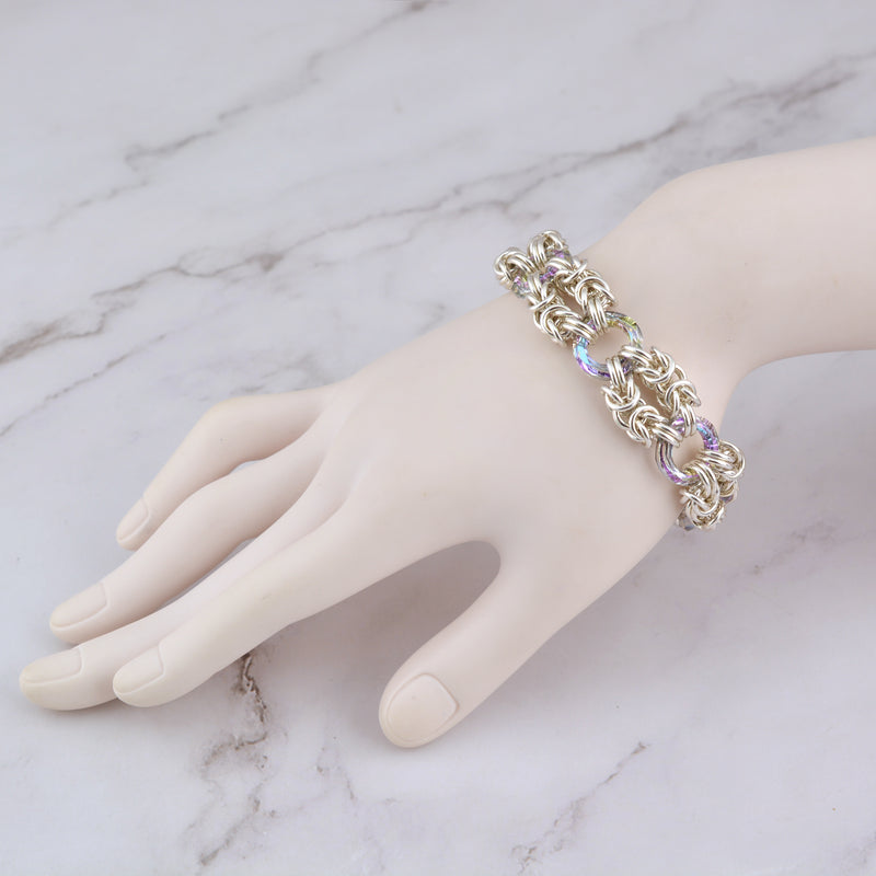 SALE: Sterling Silver Crystal Ring Byzantine - SMALL (approx 7")