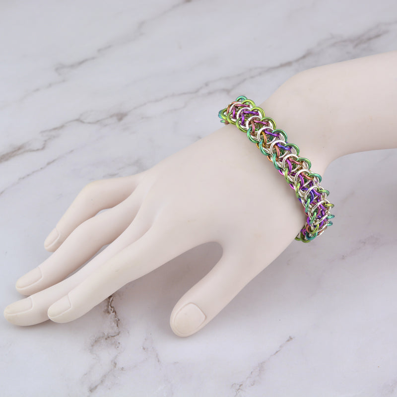 SALE: Spring Elfweave Niobium & Sterling Bracelet - MEDIUM - Approx 7.25"