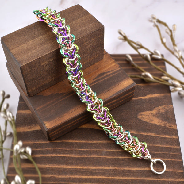 SALE: Spring Elfweave Niobium & Sterling Bracelet - MEDIUM - Approx 7.25"