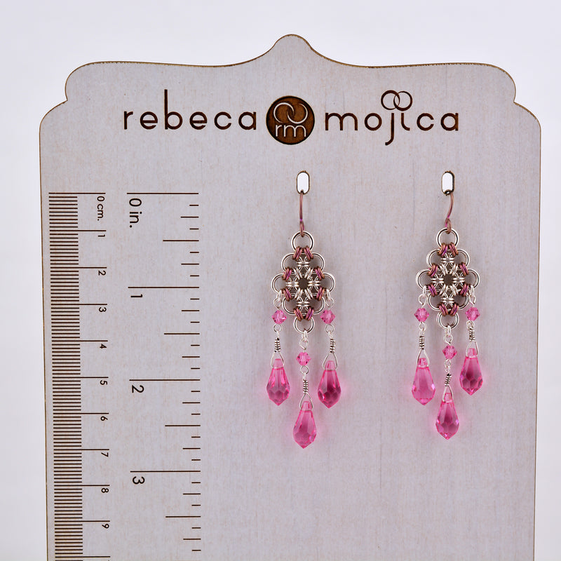 SALE: Sterling Silver + Pink Chandelier Earrings