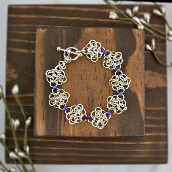 SALE: Sterling Silver & Niobium Rosettes - 6.5"