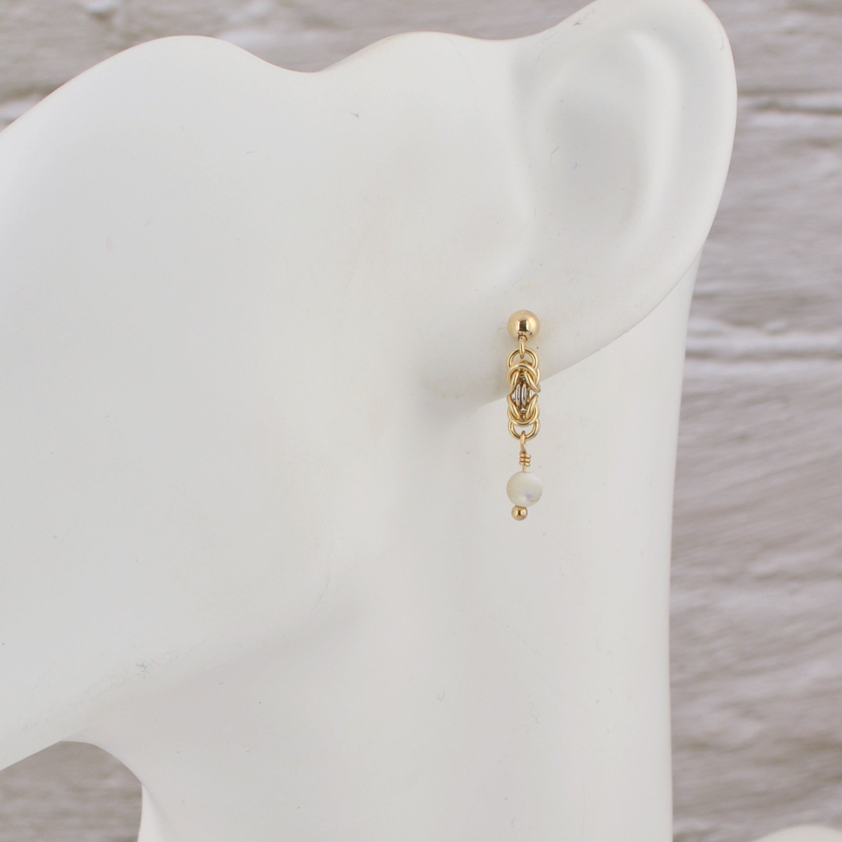SALE: Minimalist Gold and Silver Byzantine Chainmaille Earring