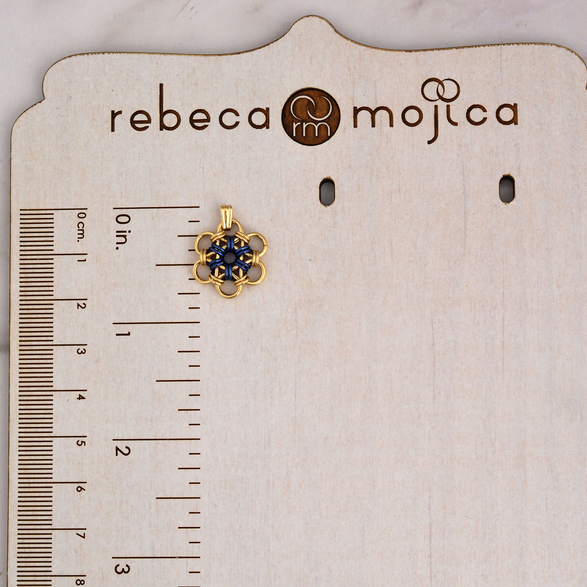 SALE: Mini Japanese Flower Pendant in Gold-Fill and Blue Niobium