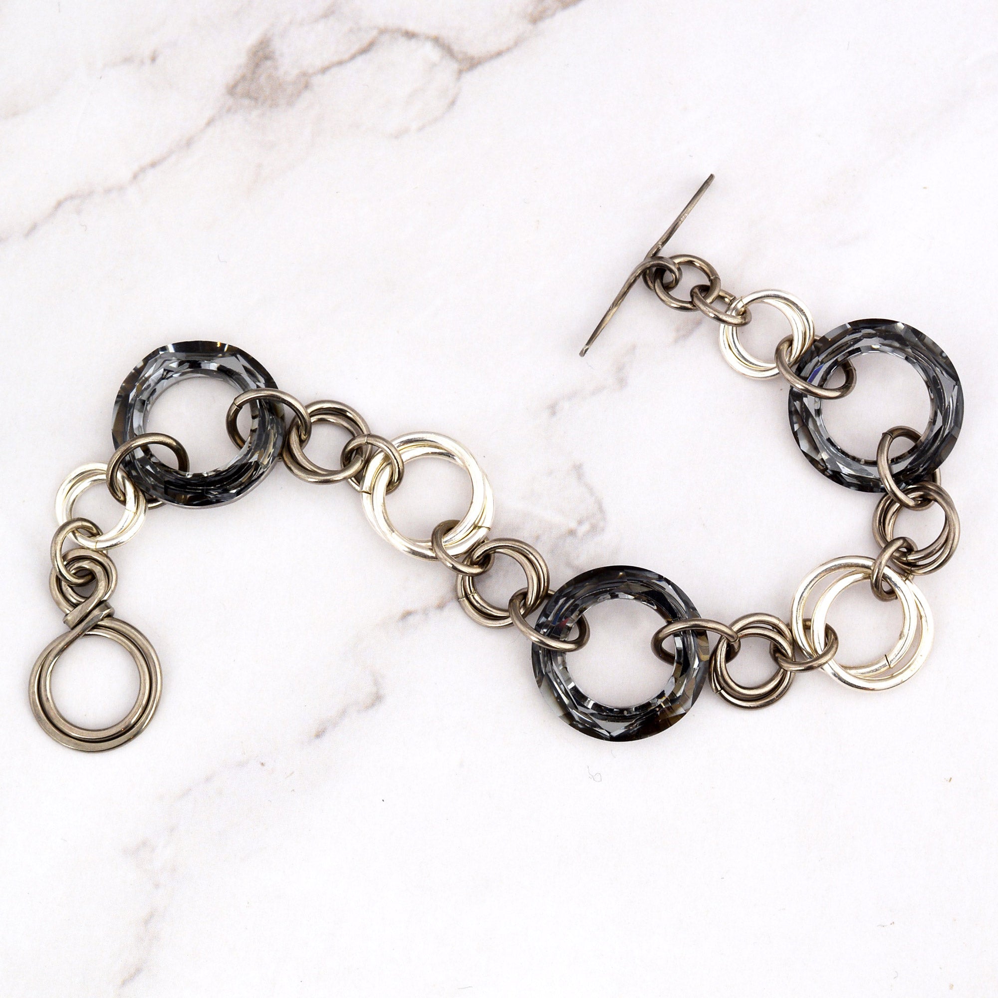 SALE: Cosmic Crystals Bracelet - Silver Night Colors - Medium (7")