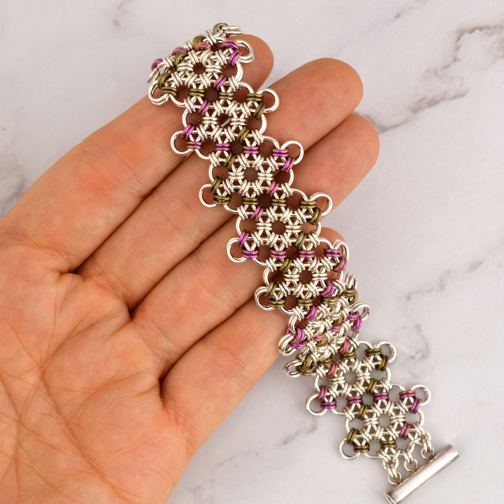 SALE: Japanese Diamond Bracelet - Pink and Brown - XS (6.25")