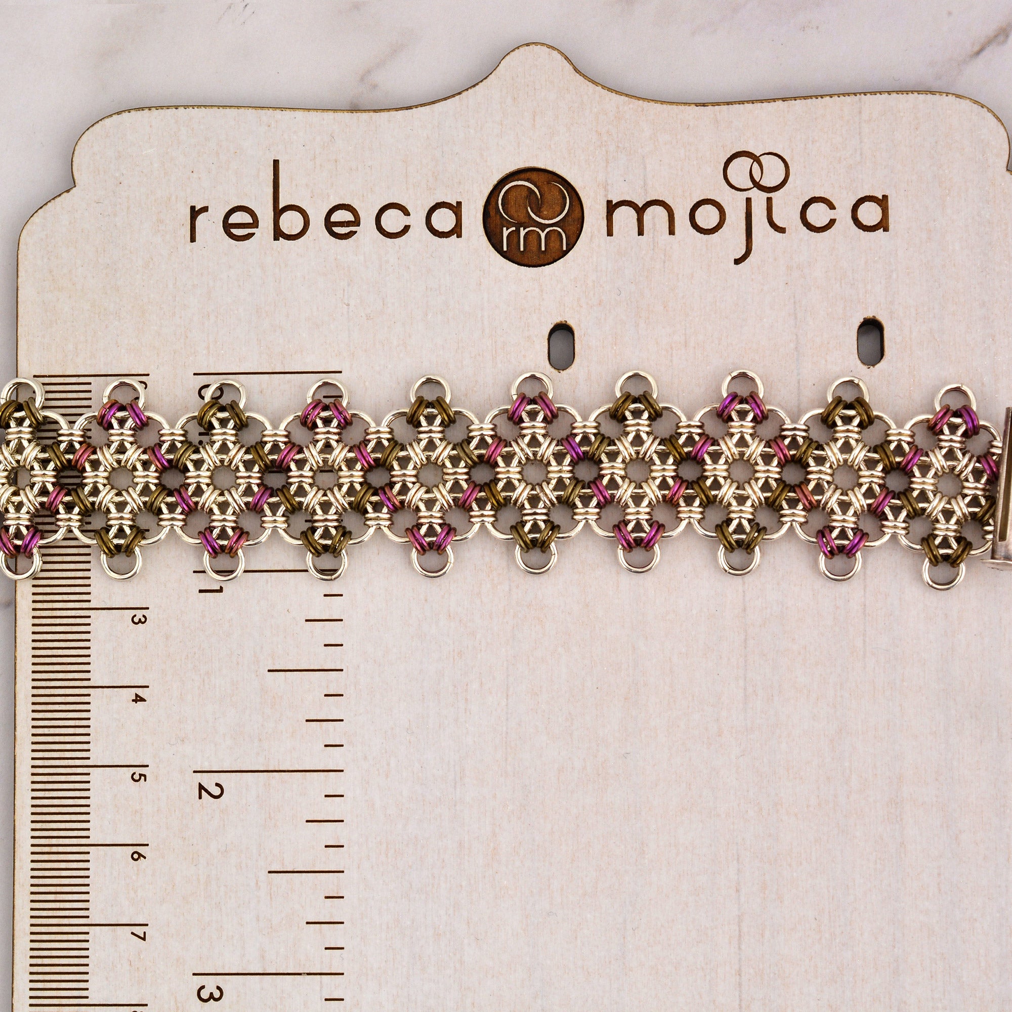 SALE: Japanese Diamond Bracelet - Pink and Brown - XS (6.25")