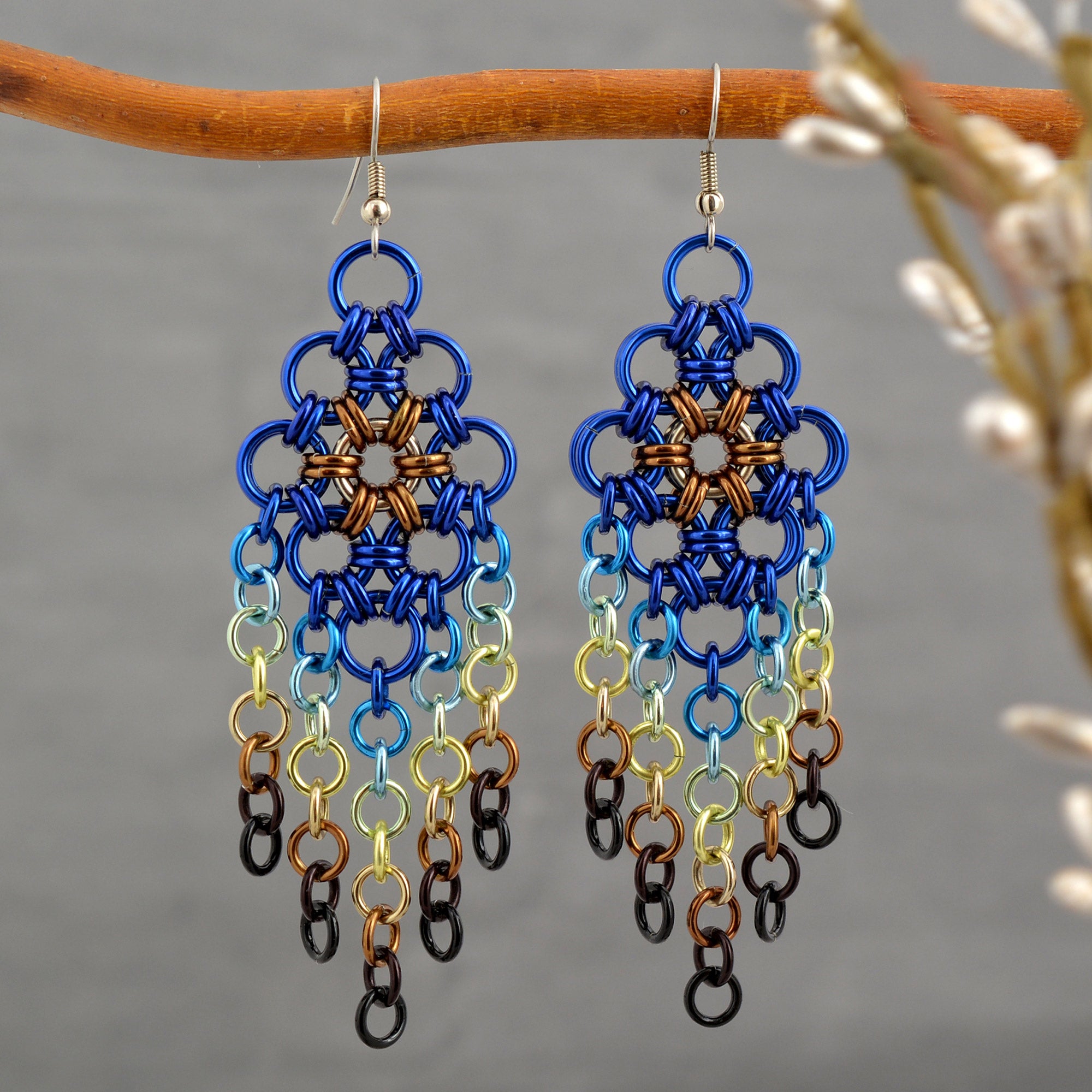 SALE: Chandelier Earrings - Rustic Blue