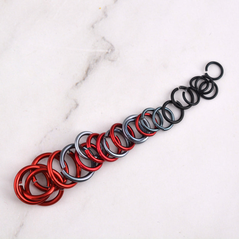 Custom Color Graduated Necklace + Coordinating Earrings - Red, Grey, Black
