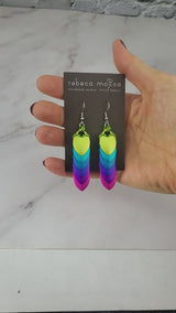 Chevron (Long) Earrings - Electric Rainbow