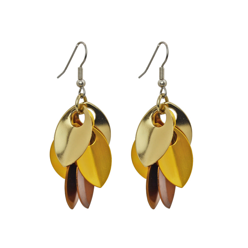 Cascading Leaves Short Earrings - Golden Browns