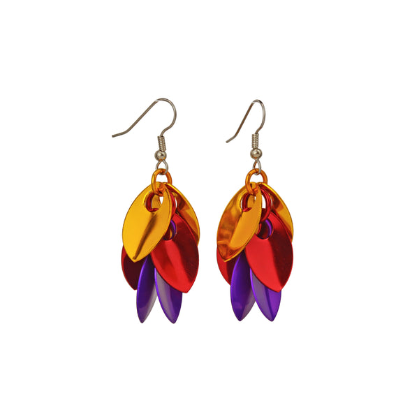 Cascading Leaves Short Earrings - Sunset