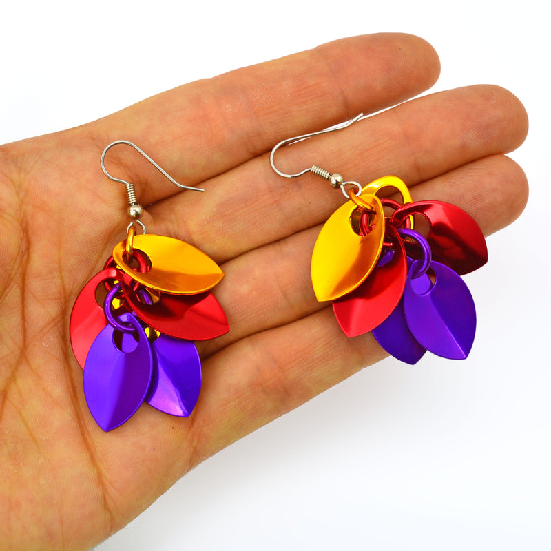 Cascading Leaves Short Earrings - Sunset