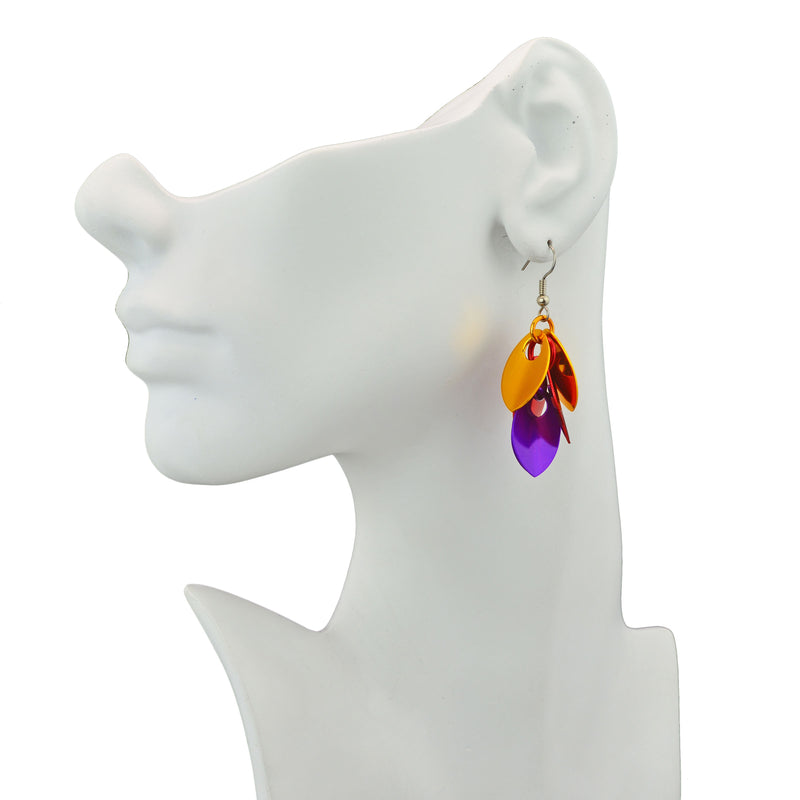 Cascading Leaves Short Earrings - Sunset