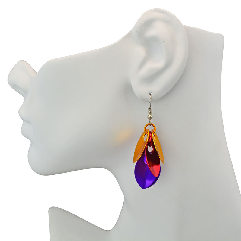 Cascading Leaves Short Earrings - Sunset