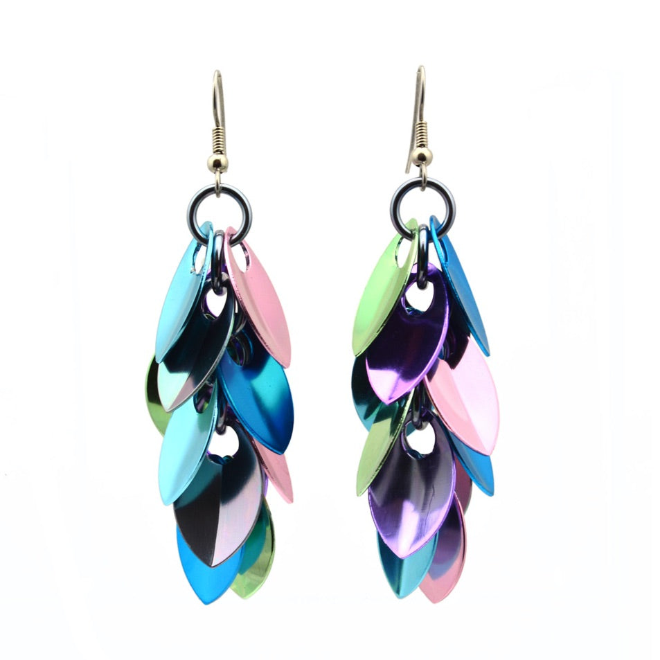 Cascading Leaves Long Earrings - Cosmic Unicorn