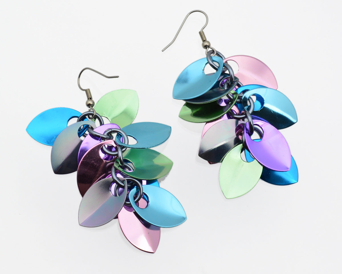 Cascading Leaves Long Earrings - Cosmic Unicorn