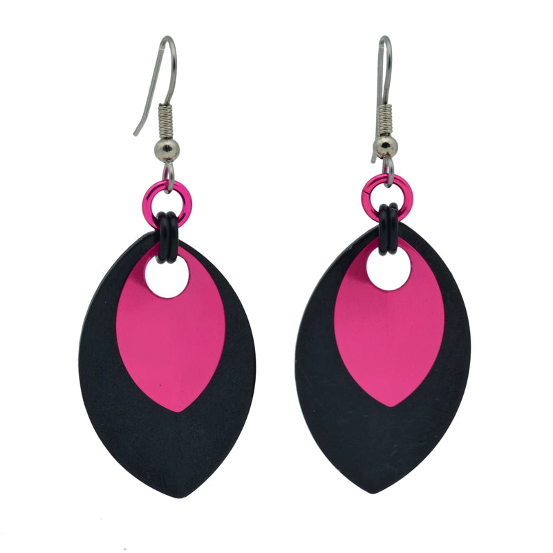 Hot pink and black earrings sales