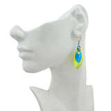 Double Leaf Earrings - Chartreuse & Turquoise