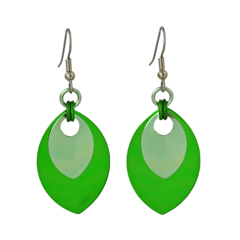 Double Leaf Earrings - Green & Seafoam