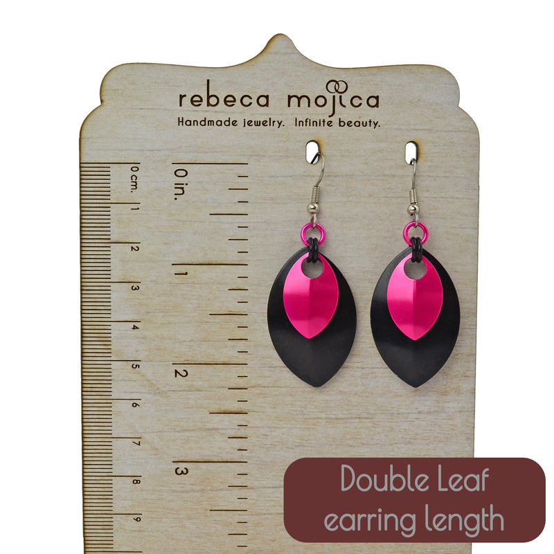 Double Leaf Earrings - Russet & Champagne