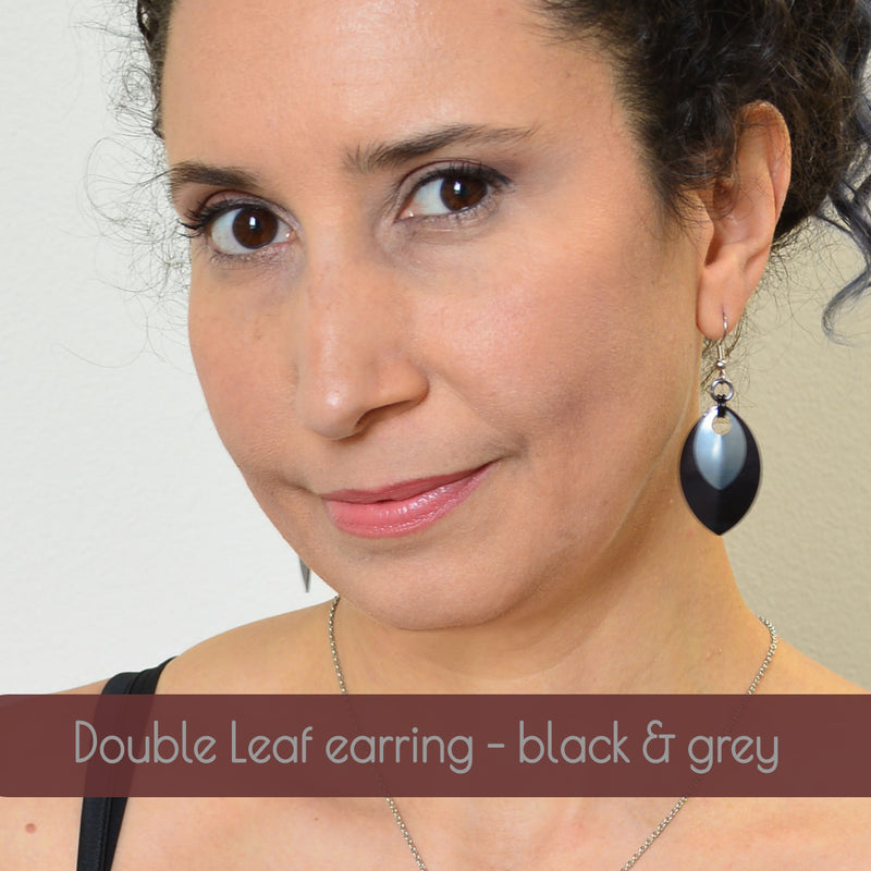 Double Leaf Earrings - Russet & Champagne