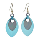 Double Leaf Earrings - Light Blue & Grey