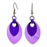 Double Leaf Earrings - Lilac & Purple