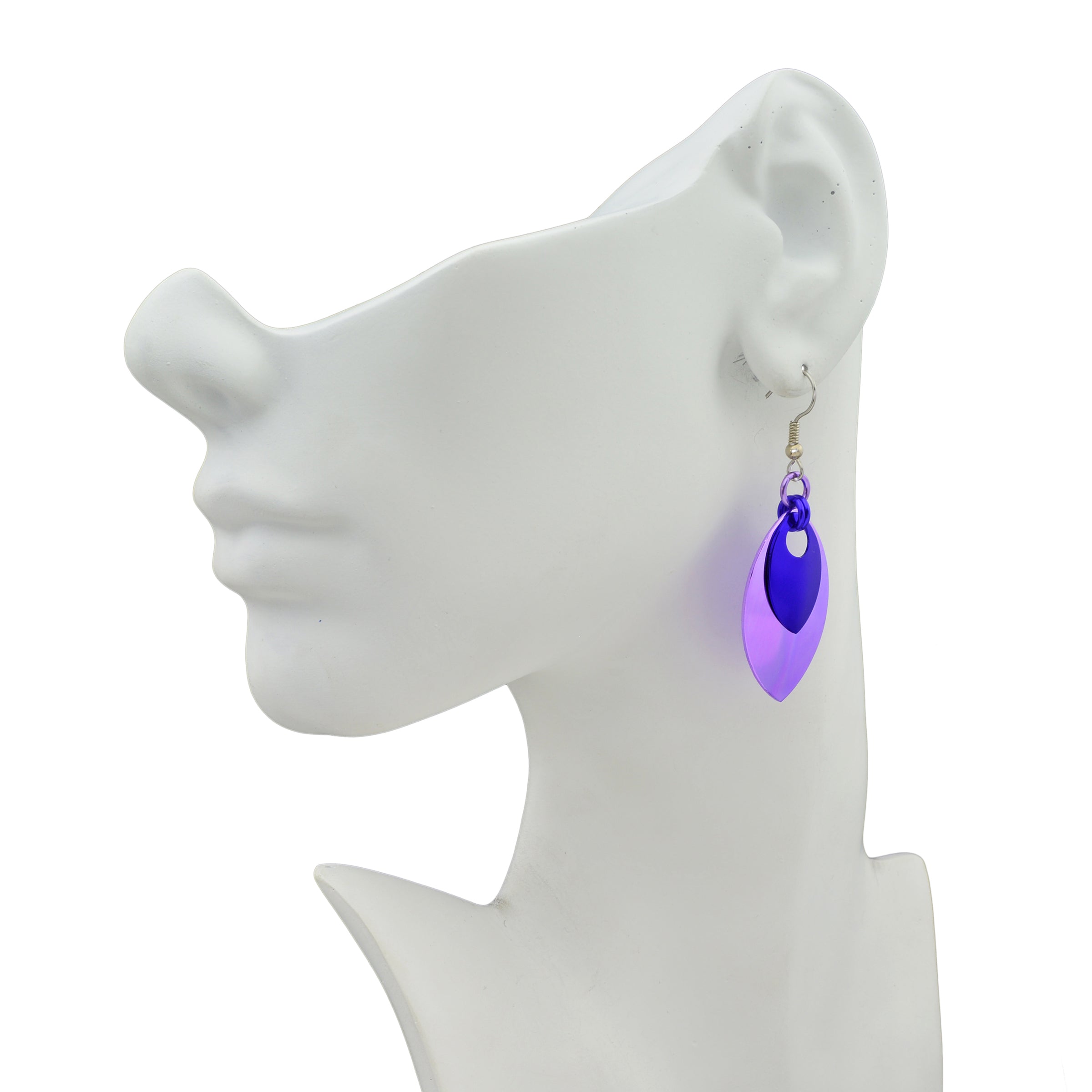 Double Leaf Earrings - Lilac & Purple