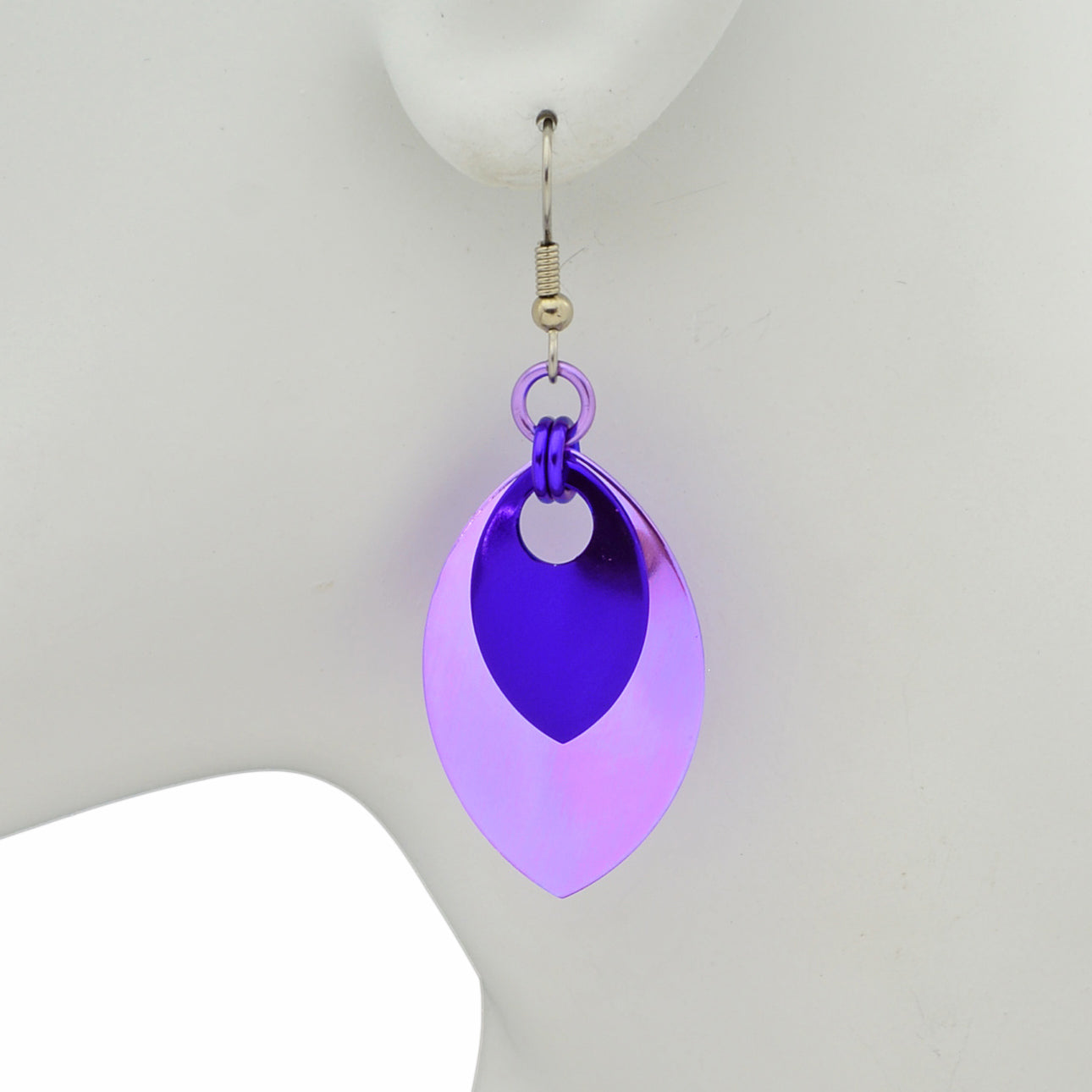 Double Leaf Earrings - Lilac & Purple
