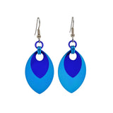 Double Leaf Earrings - Azure & Dark Blue
